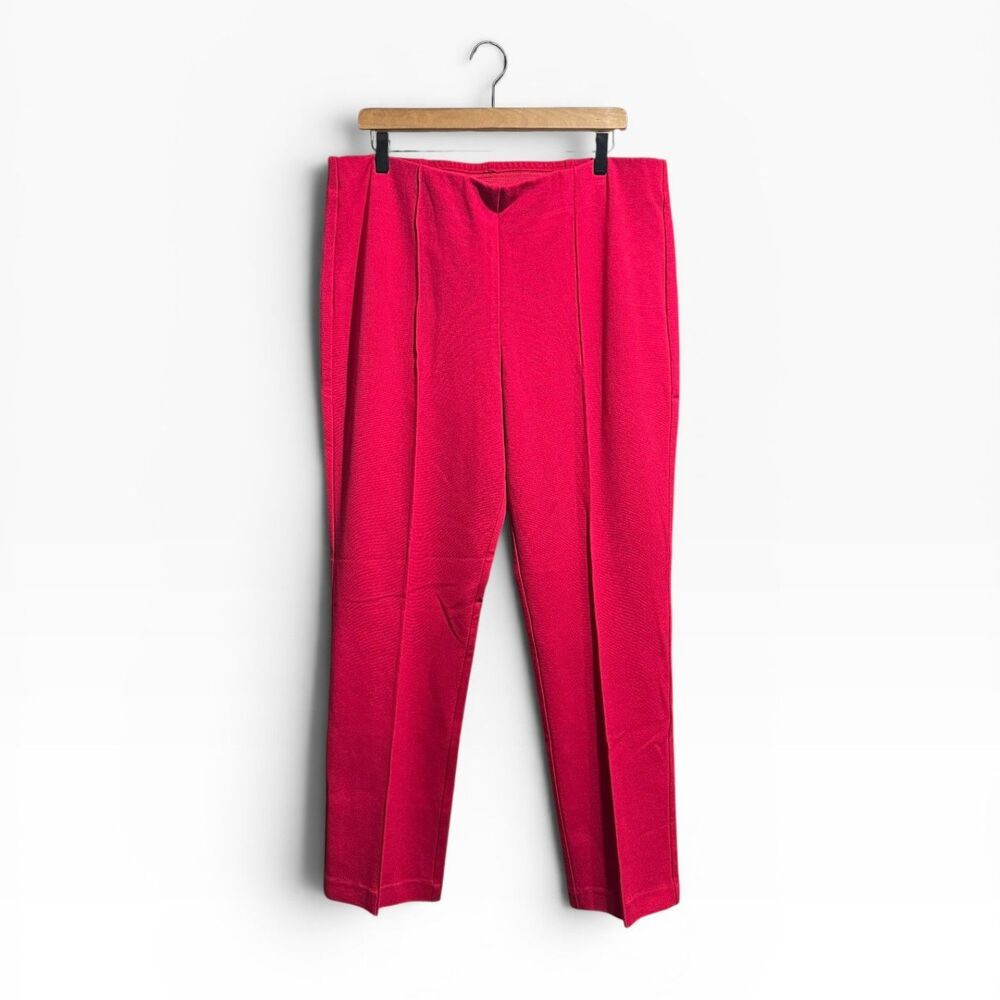 Chico’s Ponte Knit Pants Women XL/16 Pull On Magenta Pink Office Seamed Trousers